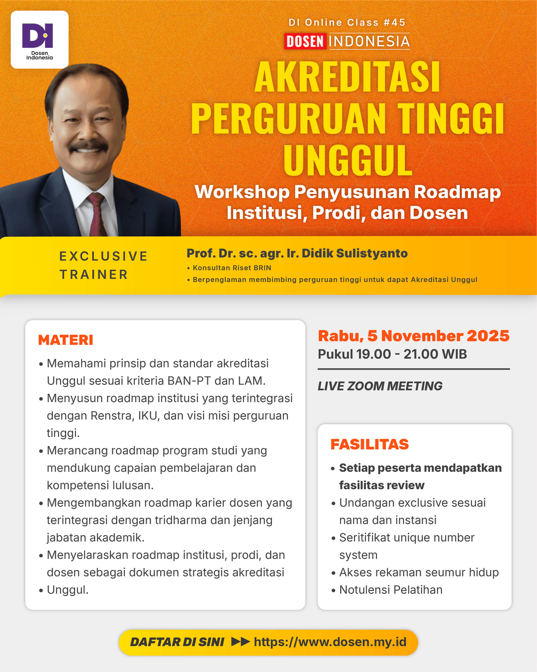 Poster Akreditasi Perguruan Tinggi UnggulWorkshop Penyusunan Roadmap Institusi, Prodi, dan Dosen