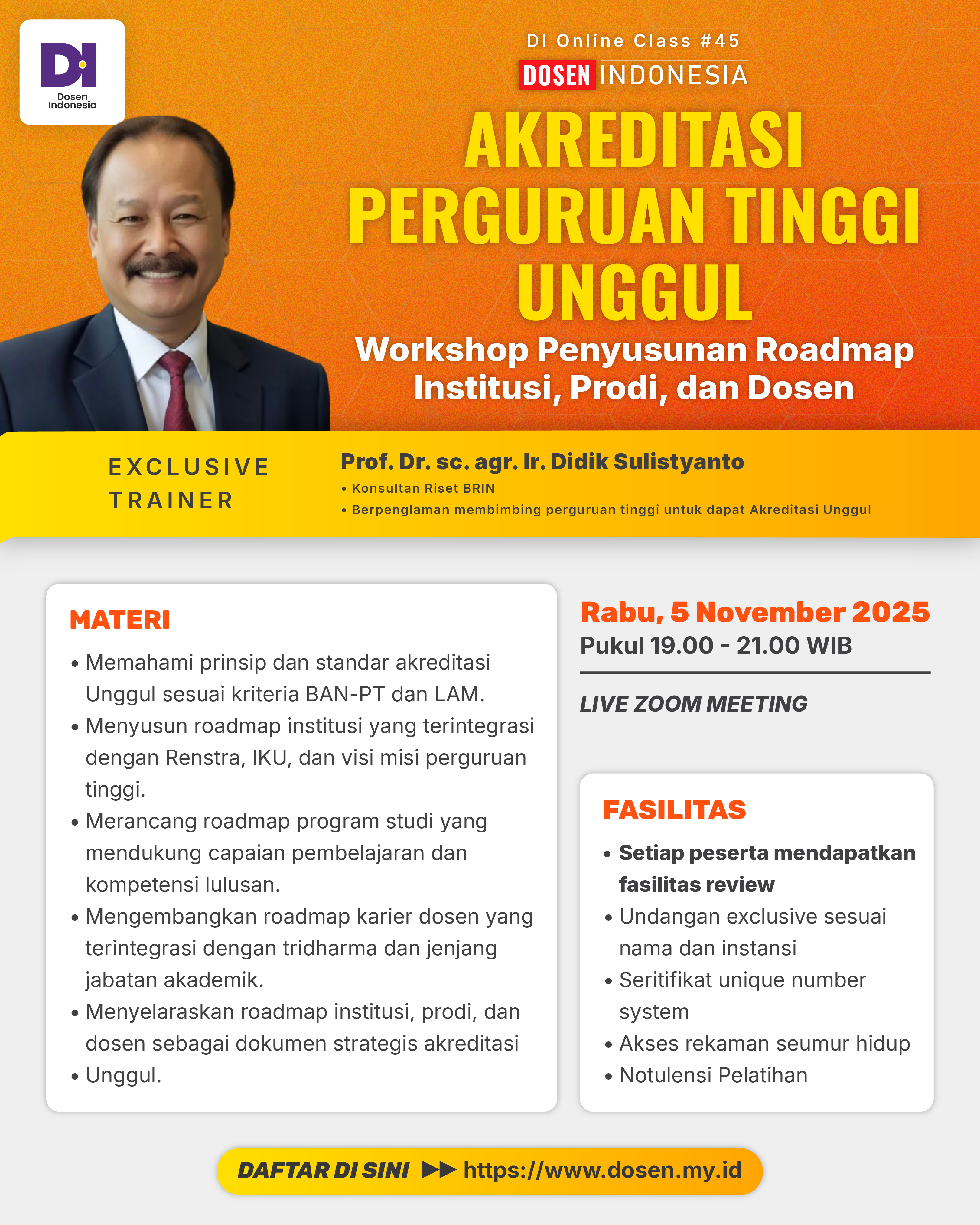 Poster Akreditasi Perguruan Tinggi UnggulWorkshop Penyusunan Roadmap Institusi, Prodi, dan Dosen